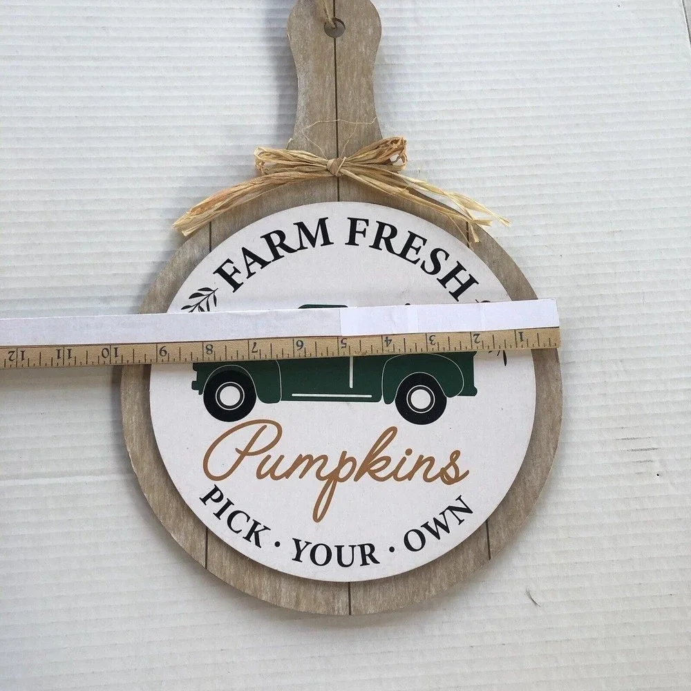 Fall Wreath Decorations for Front Door Outside Farm Fresh Pumpkins 14X10 New - Picture 3 of 5